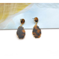 Custom tortoise shell texture acetate inlay inset in gold zinc alloy by claw hypoallergenic earrings